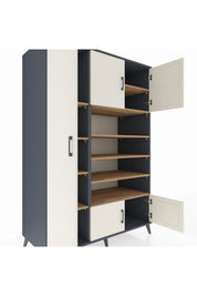 Kronos Dolap 10 Raflı 5 Kapaklı 132x59x195 Antrasit-Aytaşı/Çam