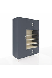 Kronos Dolap 10 Raflı 5 Kapaklı 132x59x195 Antrasit-Antrasit/Aytaşı