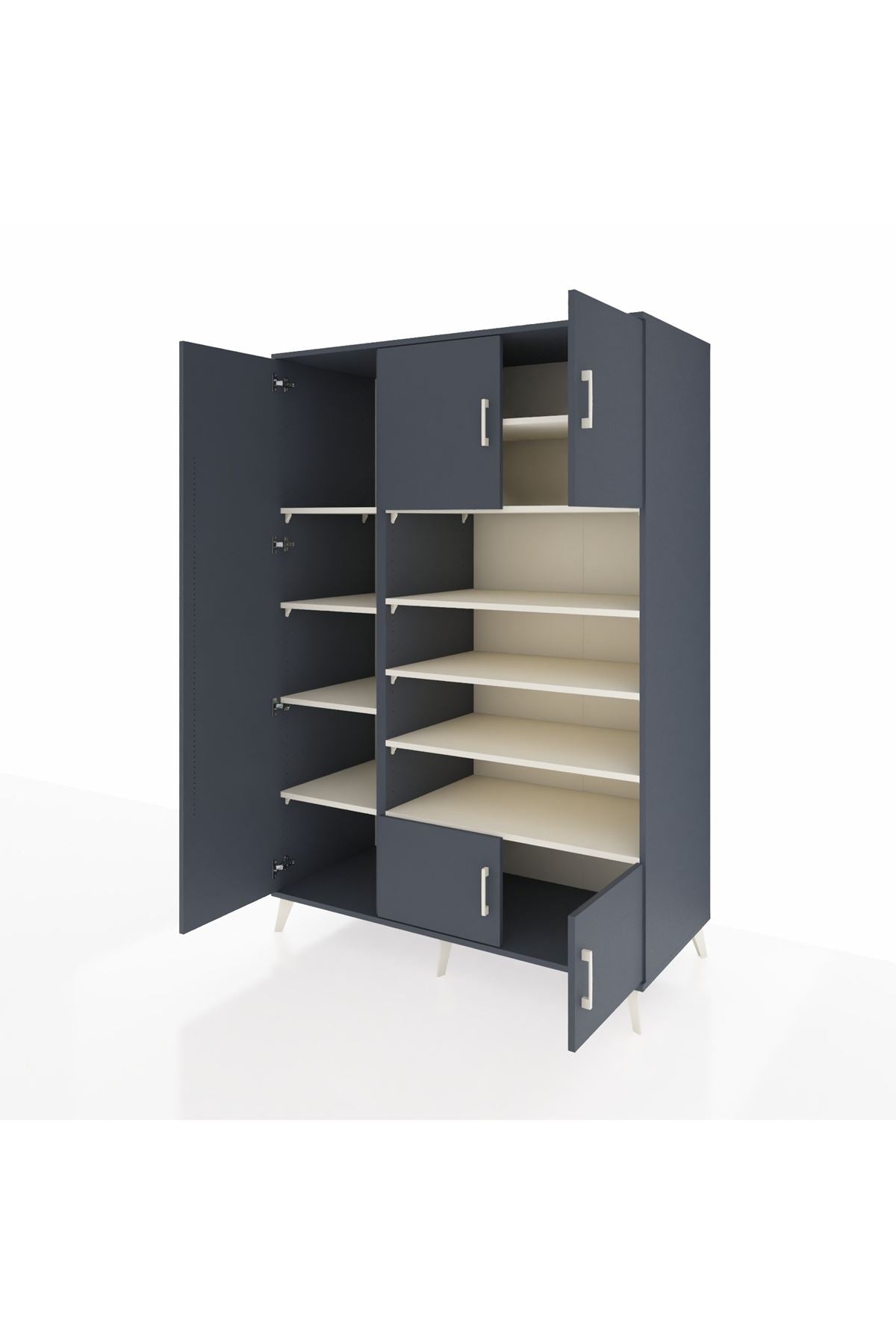 Kronos Dolap 10 Raflı 5 Kapaklı 132x59x195 Antrasit-Antrasit/Aytaşı