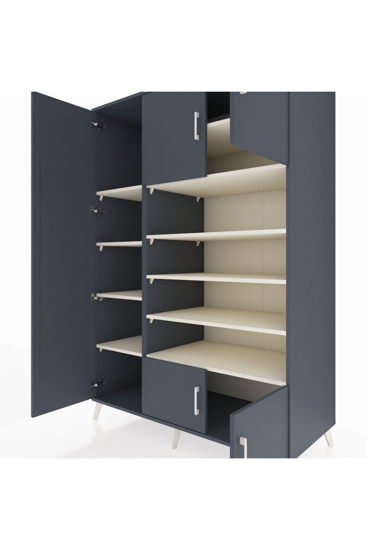 Kronos Dolap 10 Raflı 5 Kapaklı 132x59x195 Antrasit-Antrasit/Aytaşı