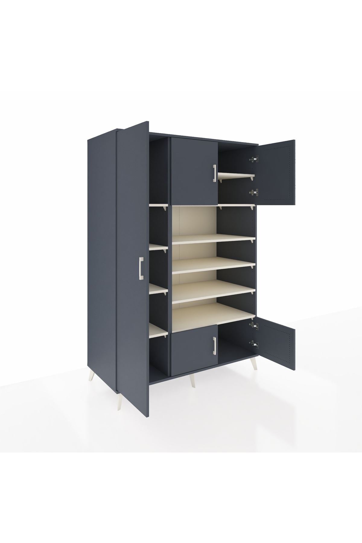 Kronos Dolap 10 Raflı 5 Kapaklı 132x59x195 Antrasit-Antrasit/Aytaşı