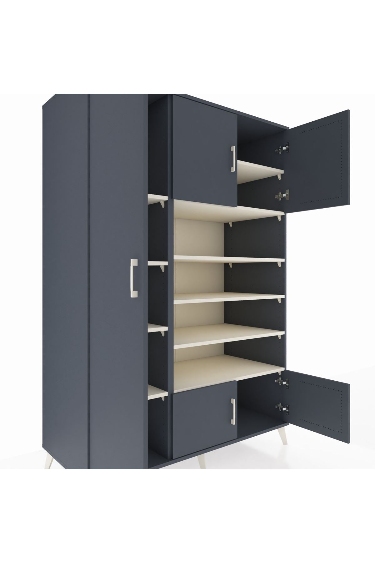 Kronos Dolap 10 Raflı 5 Kapaklı 132x59x195 Antrasit-Antrasit/Aytaşı