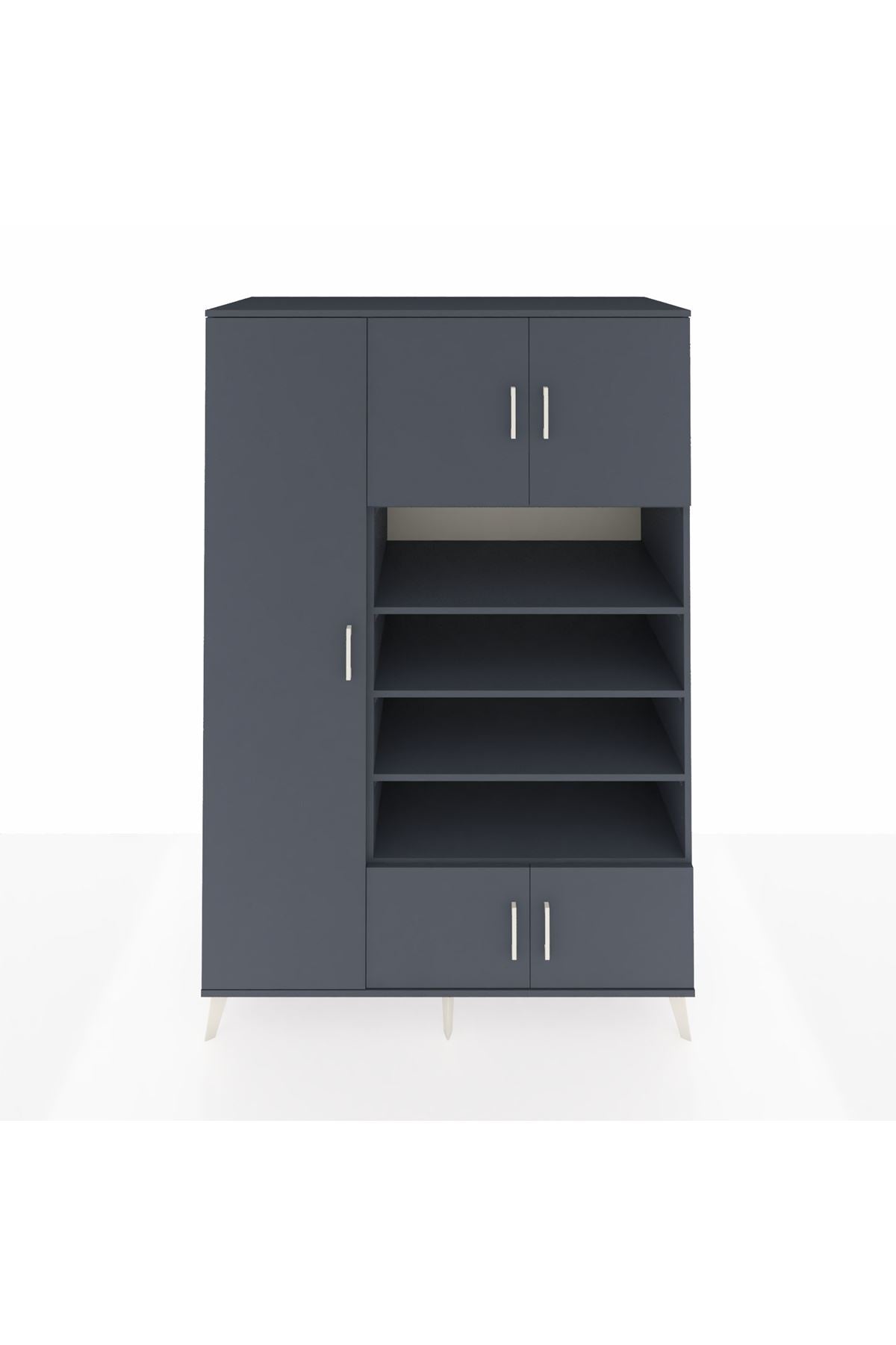 Kronos Dolap 10 Raflı 5 Kapaklı 132x59x195 Antrasit-Antrasit/Antrasit