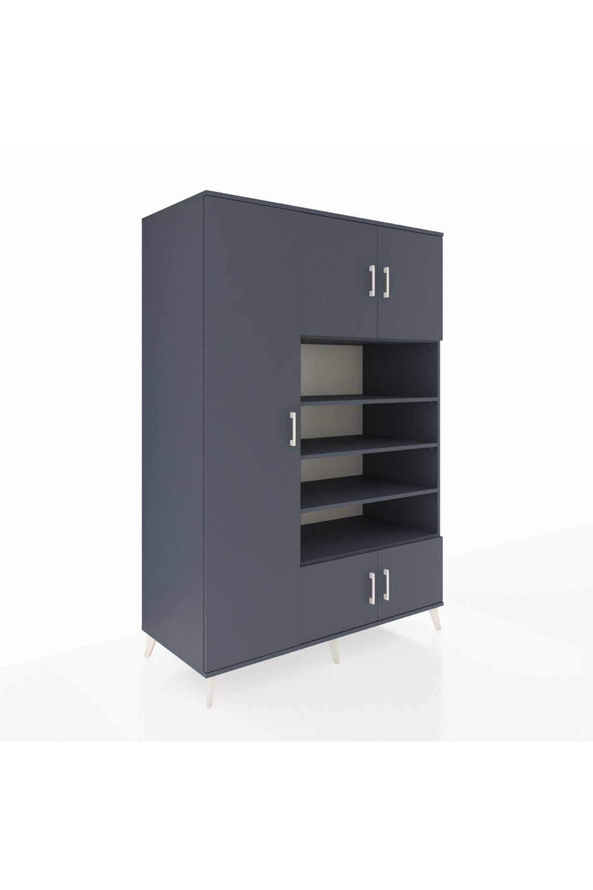 Kronos Dolap 10 Raflı 5 Kapaklı 132x59x195 Antrasit-Antrasit/Antrasit