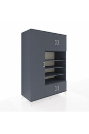 Kronos Dolap 10 Raflı 5 Kapaklı 132x59x195 Antrasit-Antrasit/Antrasit