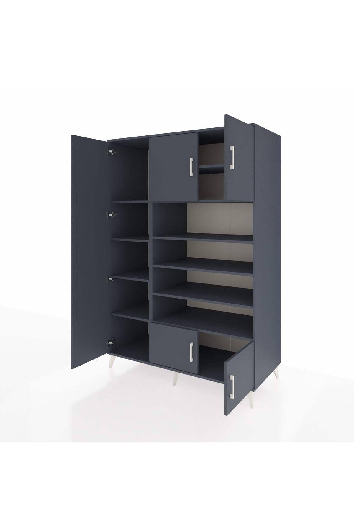 Kronos Dolap 10 Raflı 5 Kapaklı 132x59x195 Antrasit-Antrasit/Antrasit