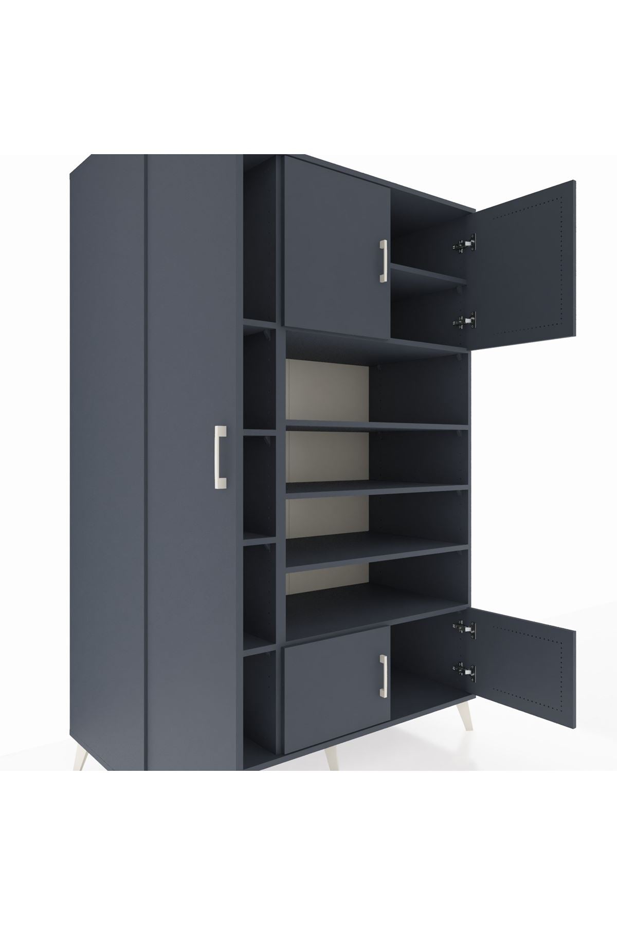 Kronos Dolap 10 Raflı 5 Kapaklı 132x59x195 Antrasit-Antrasit/Antrasit