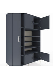 Kronos Dolap 10 Raflı 5 Kapaklı 132x59x195 Antrasit-Antrasit/Antrasit