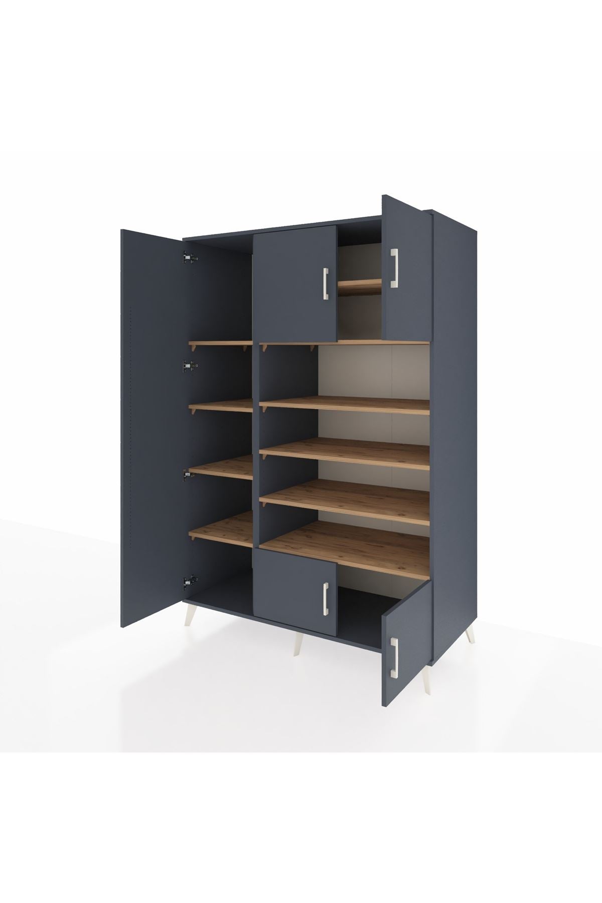 Kronos Dolap 10 Raflı 5 Kapaklı 132x59x195 Antrasit-Antrasit/Çam