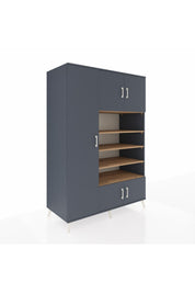 Kronos Dolap 10 Raflı 5 Kapaklı 132x59x195 Antrasit-Antrasit/Çam