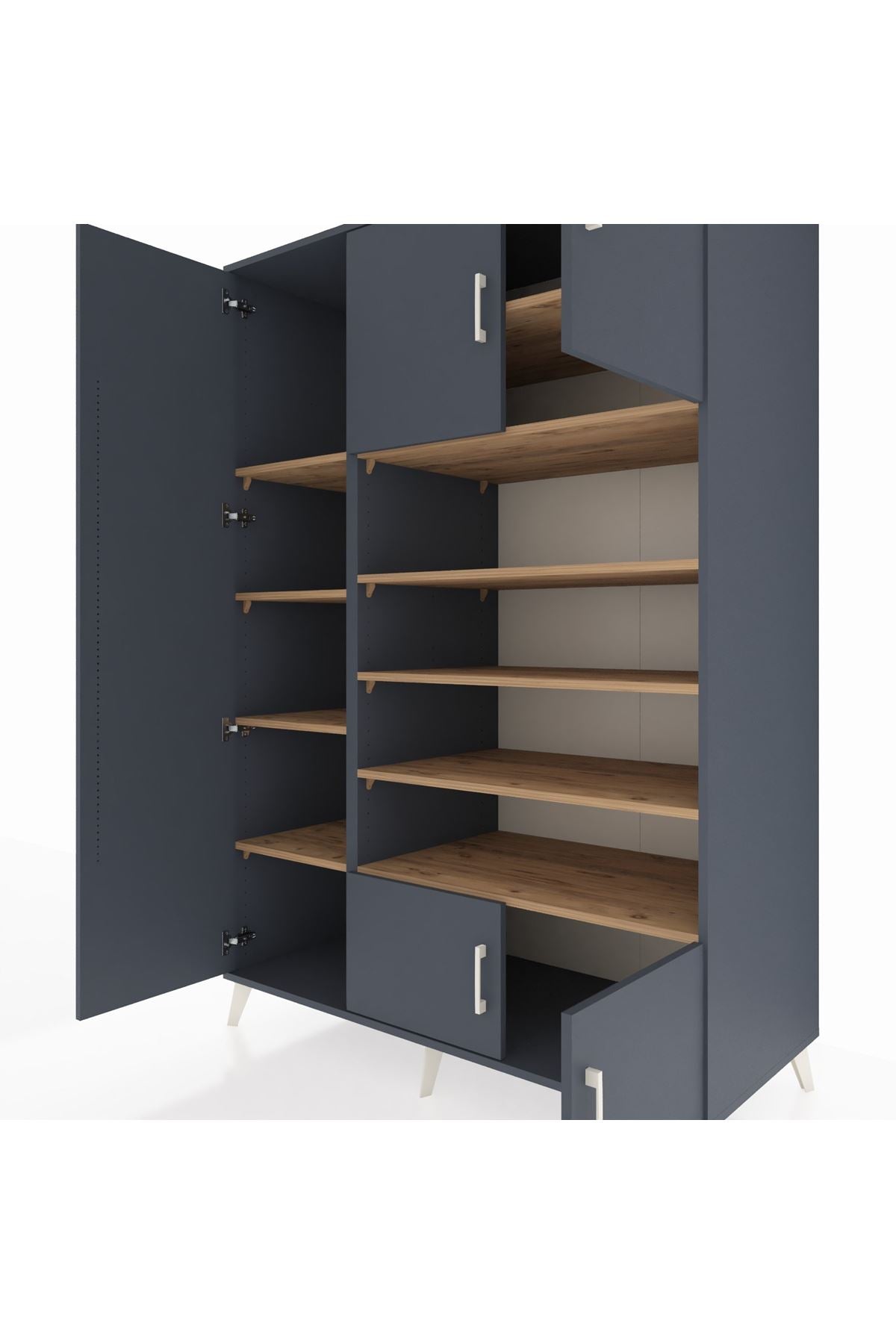 Kronos Dolap 10 Raflı 5 Kapaklı 132x59x195 Antrasit-Antrasit/Çam