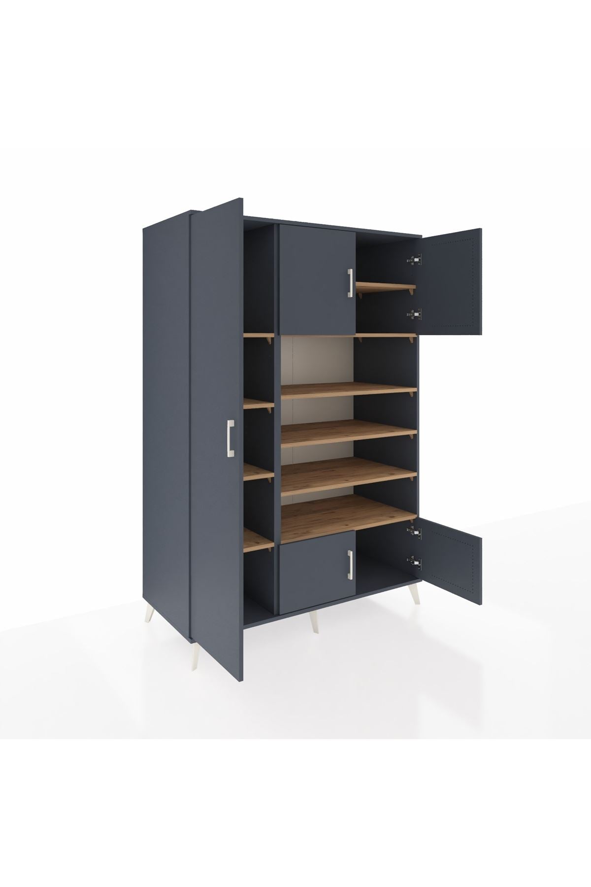 Kronos Dolap 10 Raflı 5 Kapaklı 132x59x195 Antrasit-Antrasit/Çam