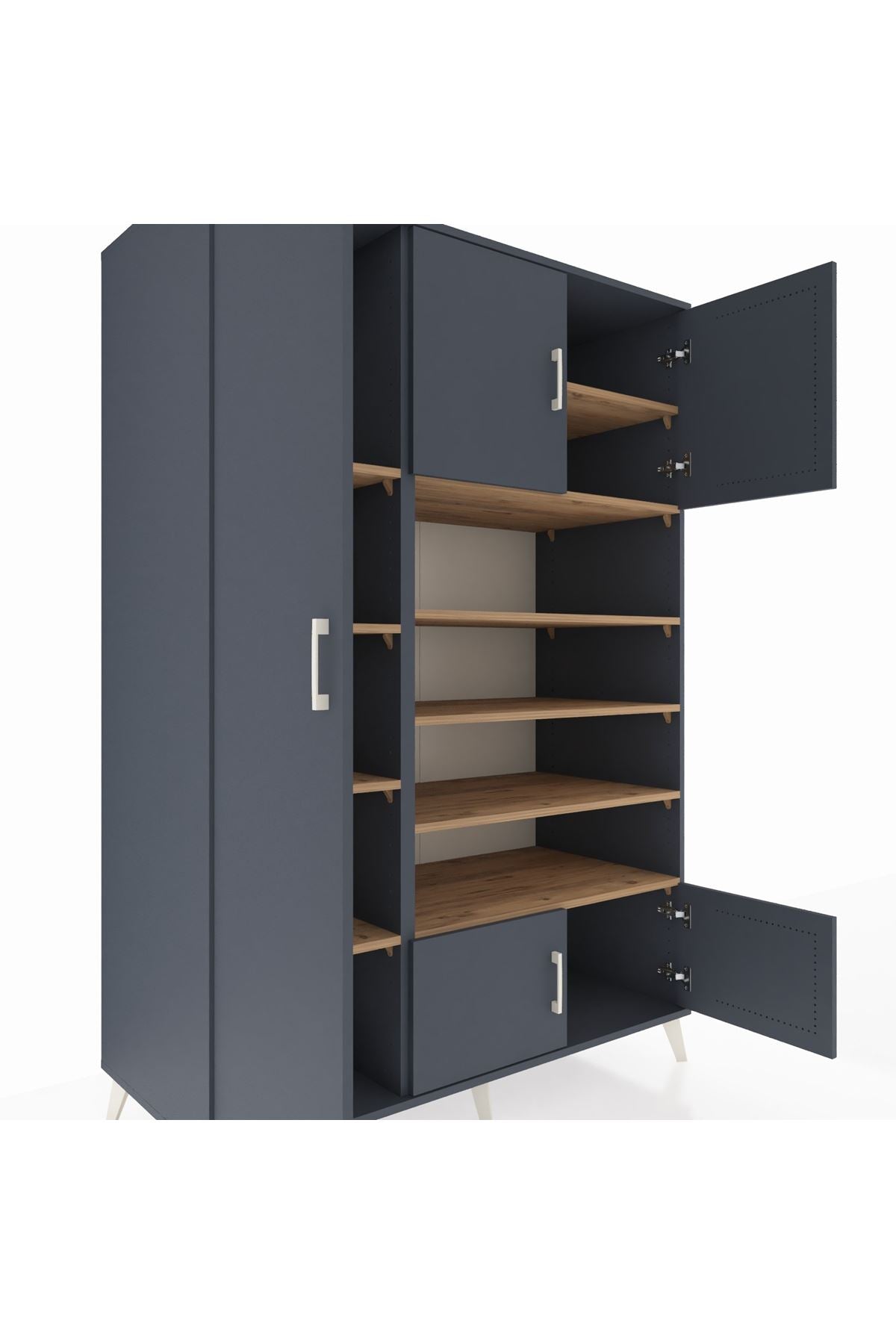 Kronos Dolap 10 Raflı 5 Kapaklı 132x59x195 Antrasit-Antrasit/Çam