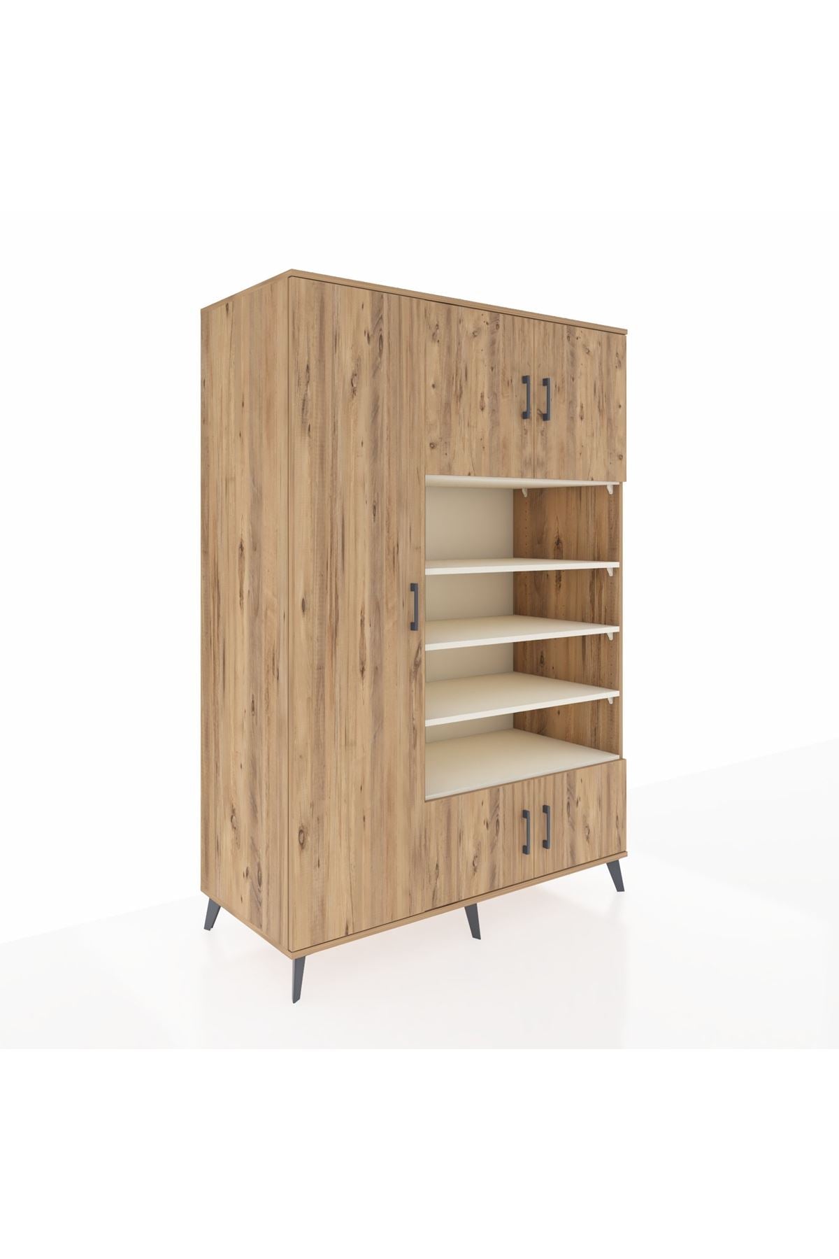 Kronos Dolap 10 Raflı 5 Kapaklı 132x59x195 Çam-Çam/Aytaşı