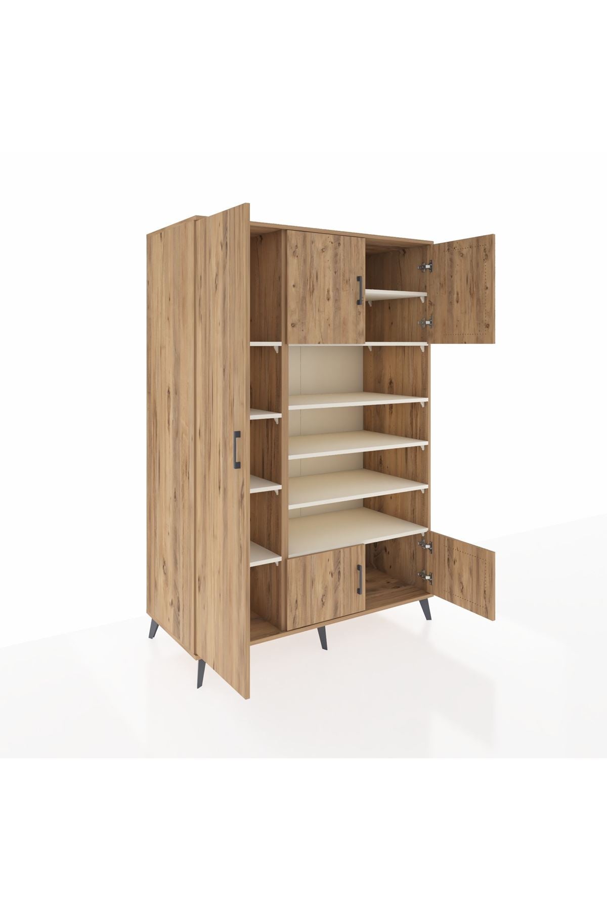 Kronos Dolap 10 Raflı 5 Kapaklı 132x59x195 Çam-Çam/Aytaşı