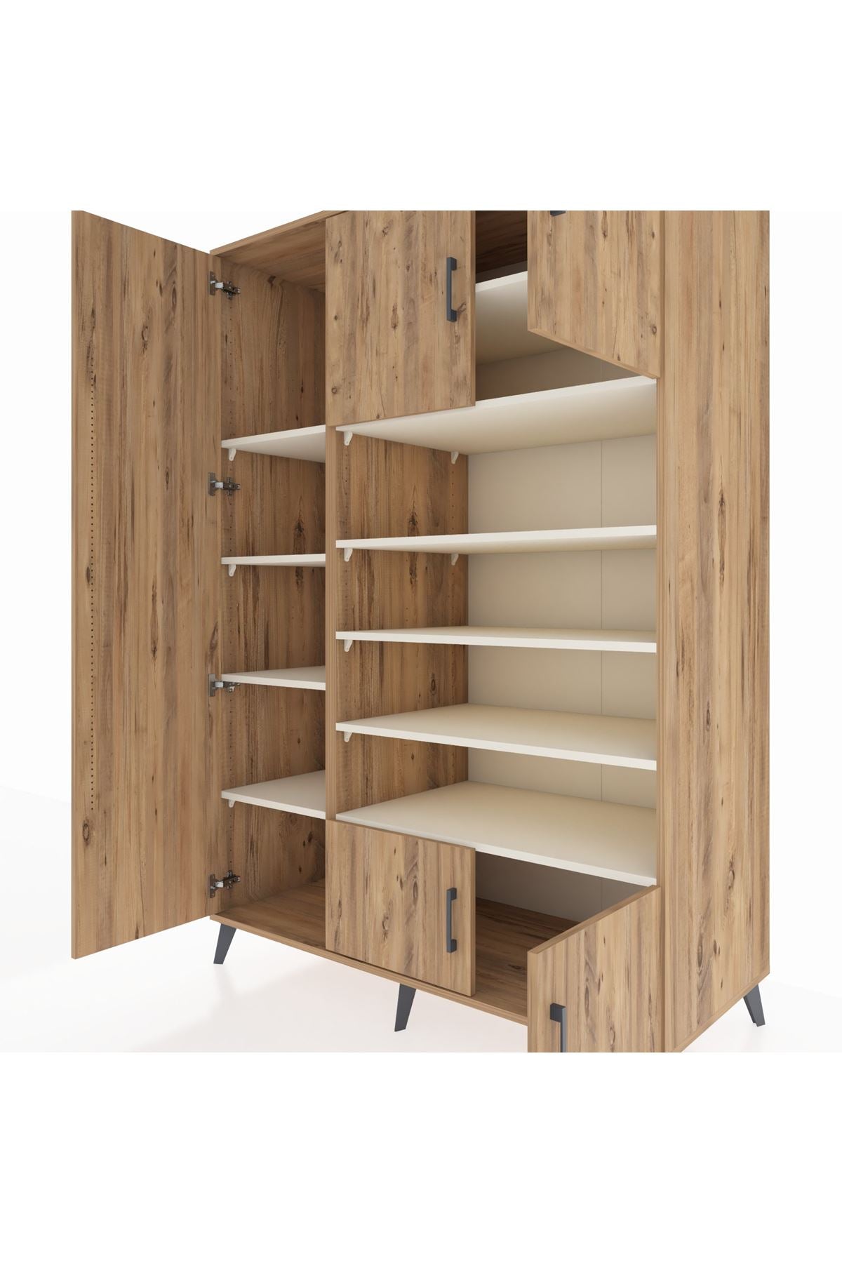 Kronos Dolap 10 Raflı 5 Kapaklı 132x59x195 Çam-Çam/Aytaşı