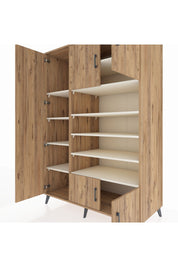 Kronos Dolap 10 Raflı 5 Kapaklı 132x59x195 Çam-Çam/Aytaşı