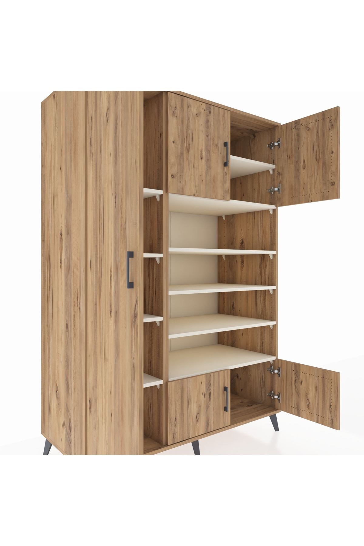 Kronos Dolap 10 Raflı 5 Kapaklı 132x59x195 Çam-Çam/Aytaşı