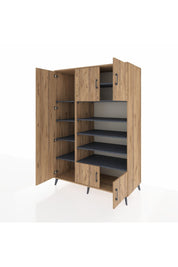 Kronos Dolap 10 Raflı 5 Kapaklı 132x59x195 Çam-Çam/Antrasit