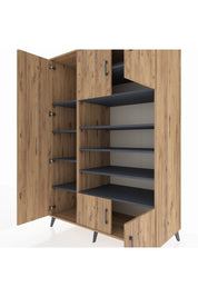 Kronos Dolap 10 Raflı 5 Kapaklı 132x59x195 Çam-Çam/Antrasit