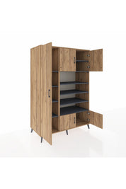 Kronos Dolap 10 Raflı 5 Kapaklı 132x59x195 Çam-Çam/Antrasit