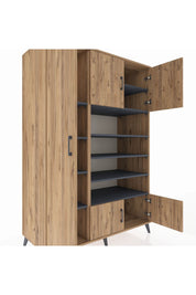 Kronos Dolap 10 Raflı 5 Kapaklı 132x59x195 Çam-Çam/Antrasit