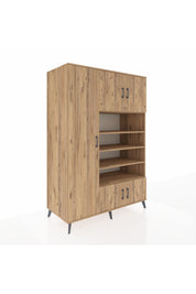 Kronos Dolap 10 Raflı 5 Kapaklı 132x59x195 Çam-Çam/Çam