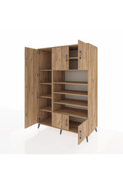 Kronos Dolap 10 Raflı 5 Kapaklı 132x59x195 Çam-Çam/Çam