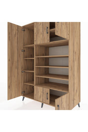 Kronos Dolap 10 Raflı 5 Kapaklı 132x59x195 Çam-Çam/Çam