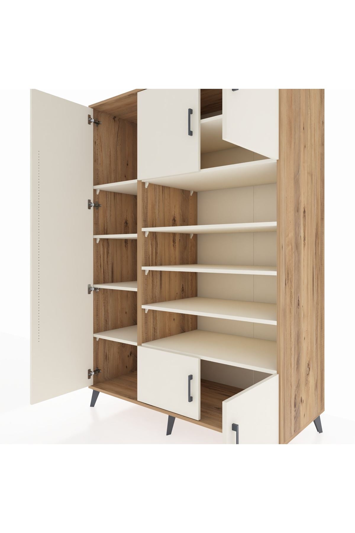 Kronos Dolap 10 Raflı 5 Kapaklı 132x59x195 Çam-Aytaşı/Aytaşı