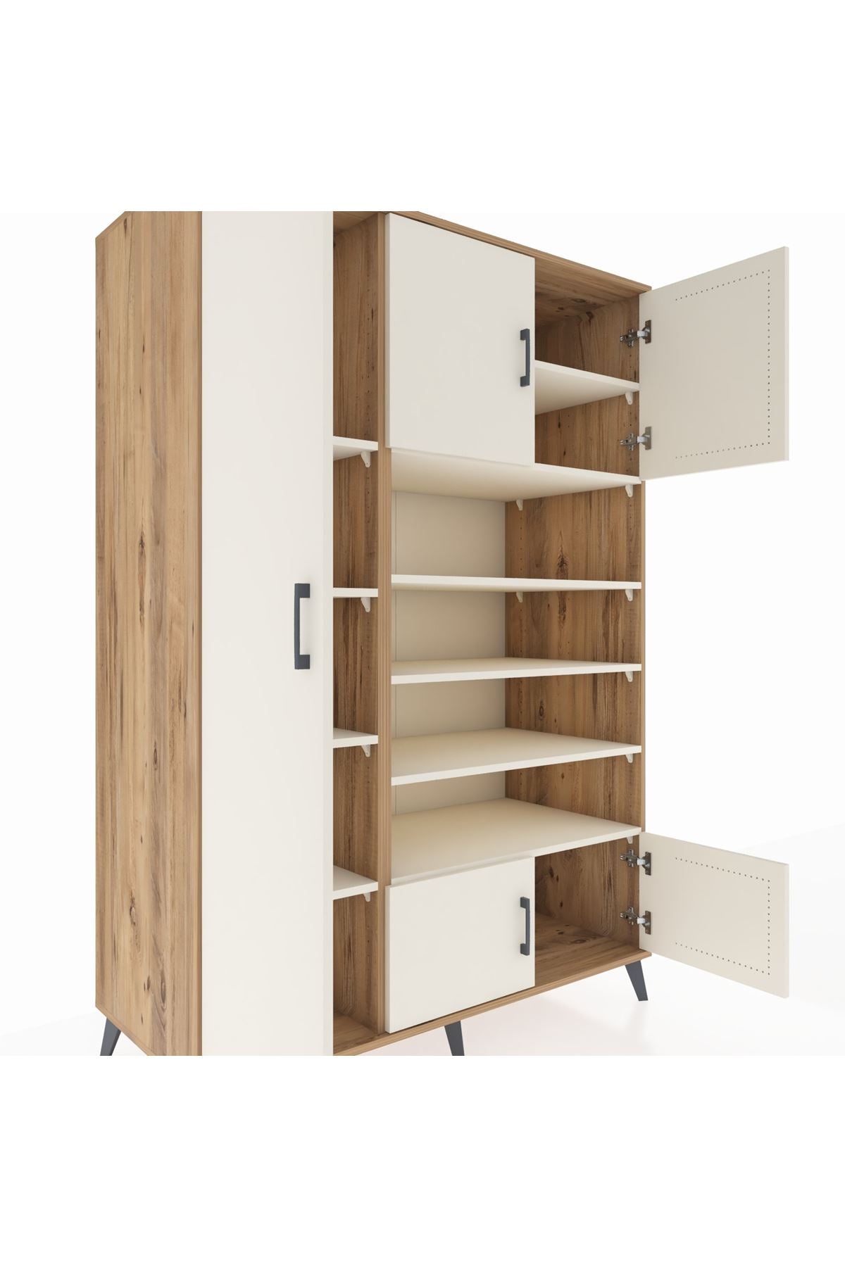 Kronos Dolap 10 Raflı 5 Kapaklı 132x59x195 Çam-Aytaşı/Aytaşı