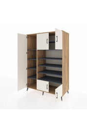 Kronos Dolap 10 Raflı 5 Kapaklı 132x59x195 Çam-Aytaşı/Antrasit