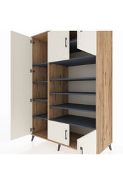 Kronos Dolap 10 Raflı 5 Kapaklı 132x59x195 Çam-Aytaşı/Antrasit