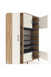 Kronos Dolap 10 Raflı 5 Kapaklı 132x59x195 Çam-Aytaşı/Antrasit