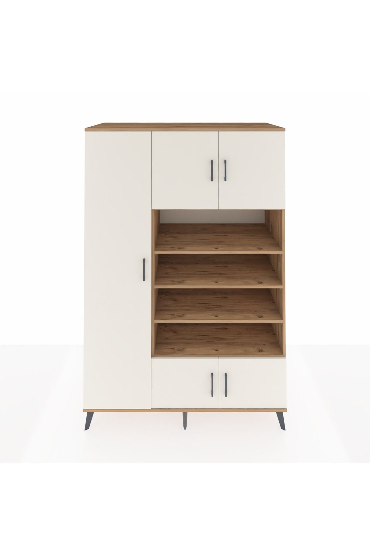 Kronos Dolap 10 Raflı 5 Kapaklı 132x59x195 Çam-Aytaşı/Çam