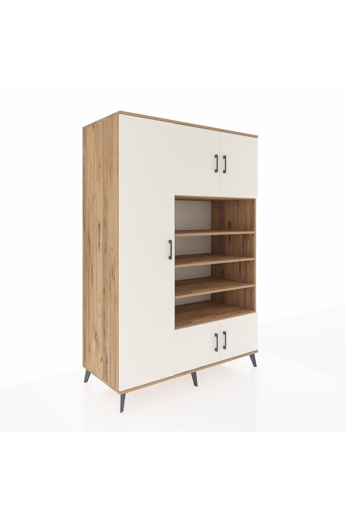 Kronos Dolap 10 Raflı 5 Kapaklı 132x59x195 Çam-Aytaşı/Çam