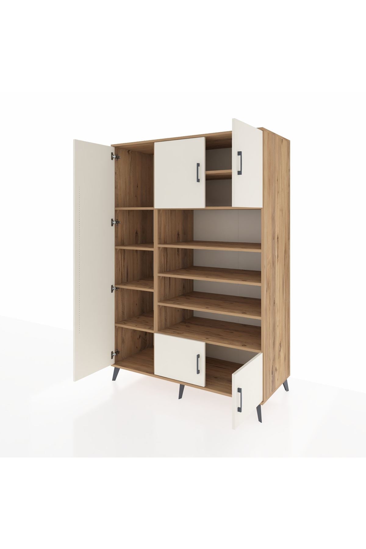 Kronos Dolap 10 Raflı 5 Kapaklı 132x59x195 Çam-Aytaşı/Çam