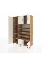 Kronos Dolap 10 Raflı 5 Kapaklı 132x59x195 Çam-Aytaşı/Çam