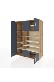 Kronos Dolap 10 Raflı 5 Kapaklı 132x59x195 Çam-Antrasit/Aytaşı