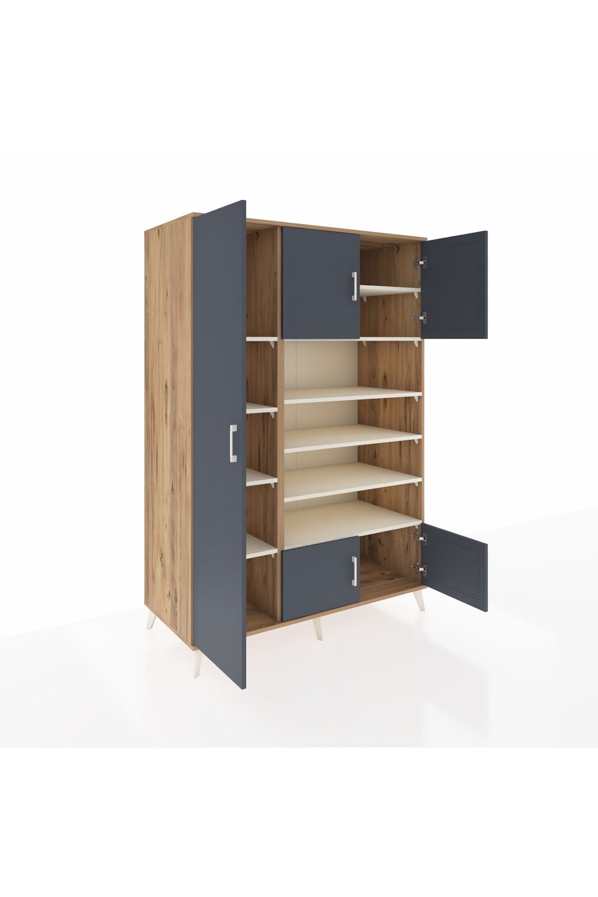 Kronos Dolap 10 Raflı 5 Kapaklı 132x59x195 Çam-Antrasit/Aytaşı