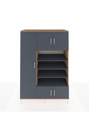 Kronos Dolap 10 Raflı 5 Kapaklı 132x59x195 Çam-Antrasit/Antrasit