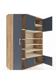 Kronos Dolap 10 Raflı 5 Kapaklı 132x59x195 Çam-Antrasit/Aytaşı