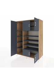 Kronos Dolap 10 Raflı 5 Kapaklı 132x59x195 Çam-Antrasit/Antrasit