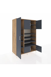 Kronos Dolap 10 Raflı 5 Kapaklı 132x59x195 Çam-Antrasit/Antrasit