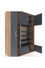 Kronos Dolap 10 Raflı 5 Kapaklı 132x59x195 Çam-Antrasit/Antrasit