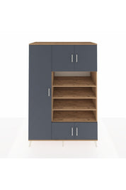 Kronos Dolap 10 Raflı 5 Kapaklı 132x59x195 Çam-Antrasit/Çam