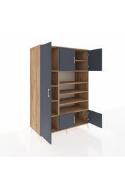 Kronos Dolap 10 Raflı 5 Kapaklı 132x59x195 Çam-Antrasit/Çam