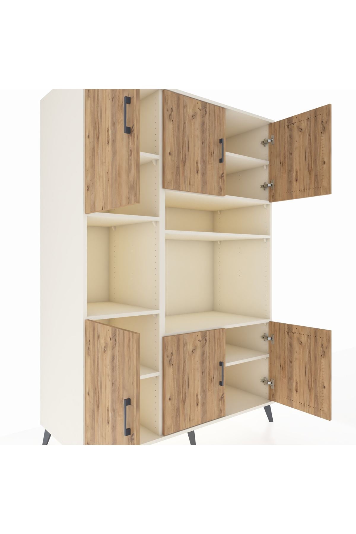 Kronos Dolap 9 Raflı 6 Kapaklı 132x59x195 Aytaşı-Çam/Aytaşı