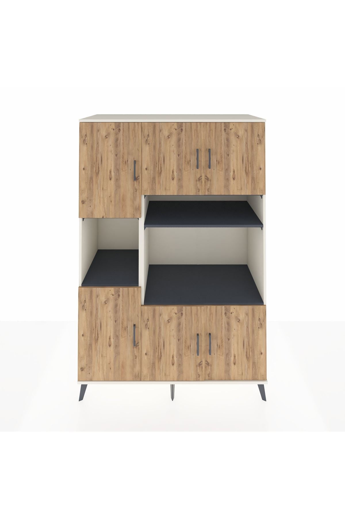 Kronos Dolap 9 Raflı 6 Kapaklı 132x59x195 Aytaşı-Çam/Antrasit