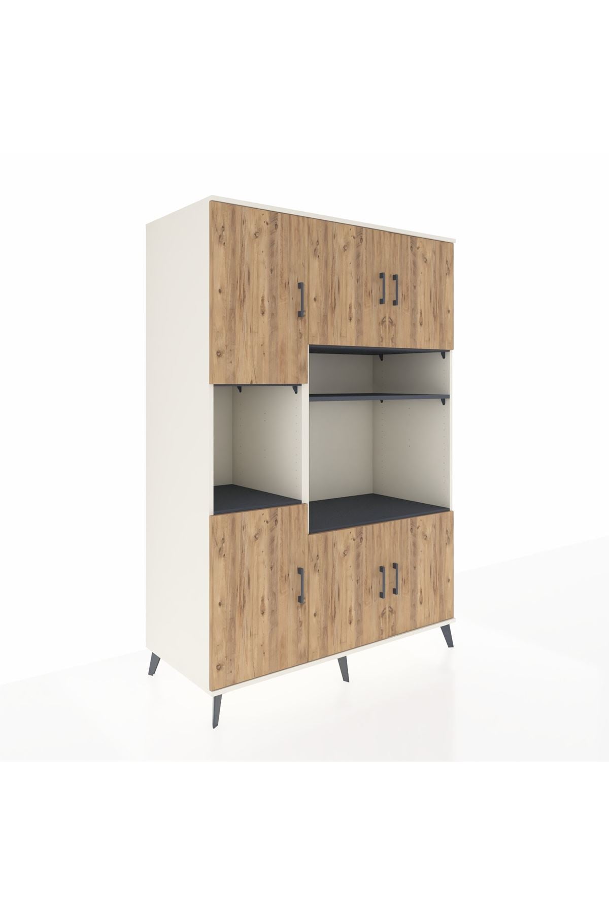 Kronos Dolap 9 Raflı 6 Kapaklı 132x59x195 Aytaşı-Çam/Antrasit